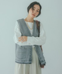 studio CLIP（スタディオクリップ）の「ZIPデニムベスト《CLIP denim》（ベスト）」