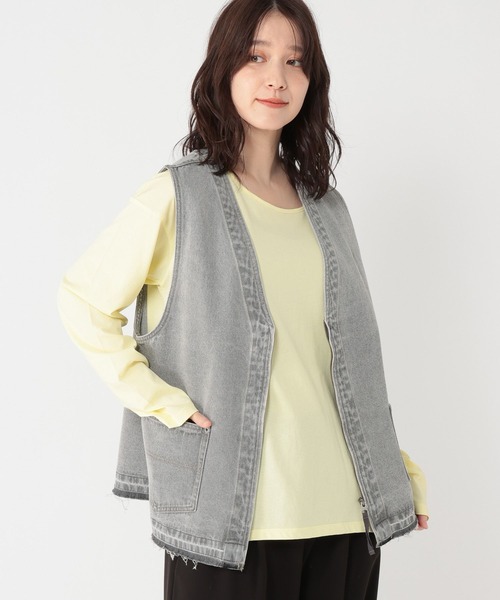 studio CLIP（スタディオクリップ）の「ZIPデニムベスト《CLIP denim》（ベスト・レディース・ライトグレー/ブルー系その他・FREE）」の7枚目の写真