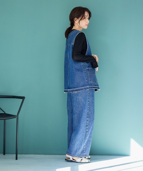 studio CLIP（スタディオクリップ）の「ZIPデニムベスト《CLIP denim》（ベスト・レディース・ライトグレー/ブルー系その他・FREE）」の18枚目の写真