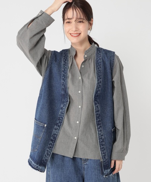 studio CLIP（スタディオクリップ）の「ZIPデニムベスト《CLIP denim》（ベスト・レディース・ライトグレー/ブルー系その他・FREE）」の19枚目の写真