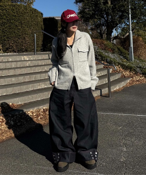 sedacle（セダクル）の「裾ボタン配色ステッチデニム（デニムパンツ・メンズ・ベージュ/レッド・SMALL/MEDIUM/LARGE）」の16枚目の写真