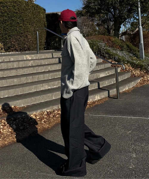 sedacle（セダクル）の「裾ボタン配色ステッチデニム（デニムパンツ・メンズ・ベージュ/レッド・SMALL/MEDIUM/LARGE）」の17枚目の写真