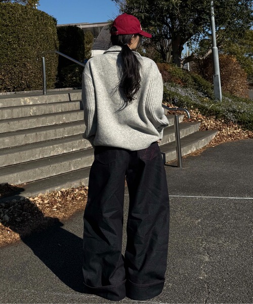 sedacle（セダクル）の「裾ボタン配色ステッチデニム（デニムパンツ・メンズ・ベージュ/レッド・SMALL/MEDIUM/LARGE）」の18枚目の写真