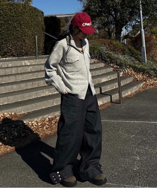 sedacle（セダクル）の「裾ボタン配色ステッチデニム（デニムパンツ・メンズ・ベージュ/レッド・SMALL/MEDIUM/LARGE）」の19枚目の写真