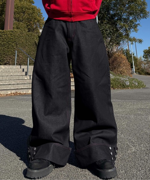 sedacle（セダクル）の「裾ボタン配色ステッチデニム（デニムパンツ・メンズ・ベージュ/レッド・SMALL/MEDIUM/LARGE）」の22枚目の写真