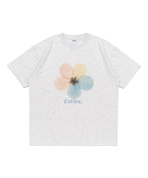 COSO(コソ)の「ビューティフラワー半袖Tシャツ (ライトグレー)(Tシャツ/カットソー・レディース・ライトグレー・S/M/L)」の1枚目の写真