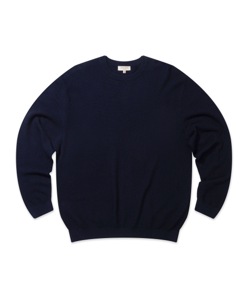 PRODESHIRT（プロデシャツ）の「オーガニックピケクルーネックニット（ネイビー）（ニット/セーター・メンズ・その他・M/L/XL）」の2枚目の写真