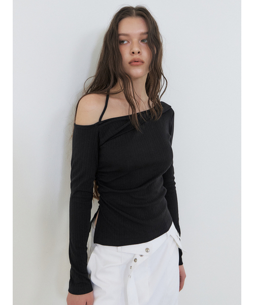 ETMON(エトモン)の「Twisted Halter T-Shirt, Black(Tシャツ/カットソー・レディース・その他・FREE)」の3枚目の写真