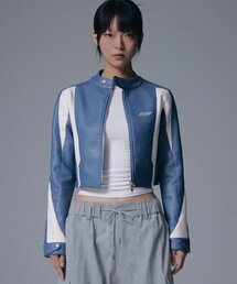 NOT4NERD（ノットフォーナード）の「W Incision Leather Jacket - Blue（ライダースジャケット）」