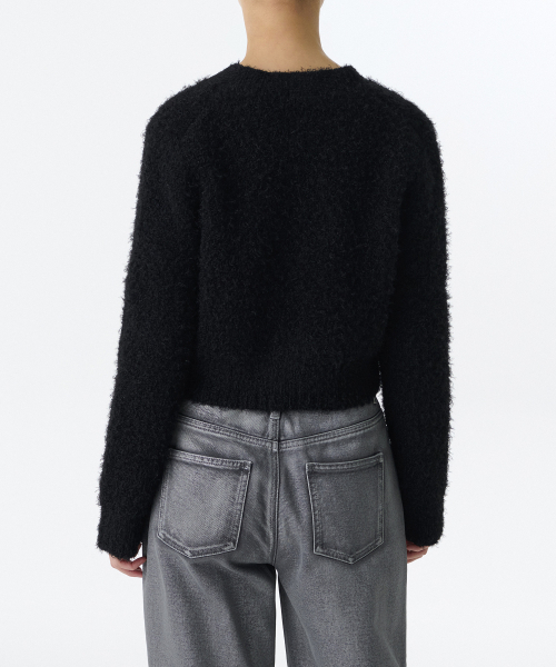 MUSINSA STANDARD WOMAN（ムシンサスタンダードウーマン）の「ウィメンズファージクロップカーディガン[ブラック]（カーディガン/ボレロ・レディース・その他・LARGE/X-SMALL/MEDIUM/SMALL）」の3枚目の写真