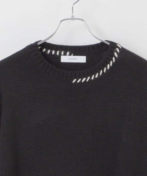 B.C STOCK（ベーセーストック）の「クラフトステッチニット（ニット/セーター・メンズ・アイボリー/チャコールグレー/レッド・MEDIUM/LARGE）」の4枚目の写真