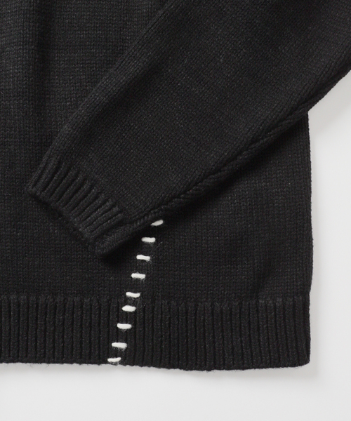 B.C STOCK（ベーセーストック）の「クラフトステッチニット（ニット/セーター・メンズ・アイボリー/チャコールグレー/レッド・MEDIUM/LARGE）」の6枚目の写真