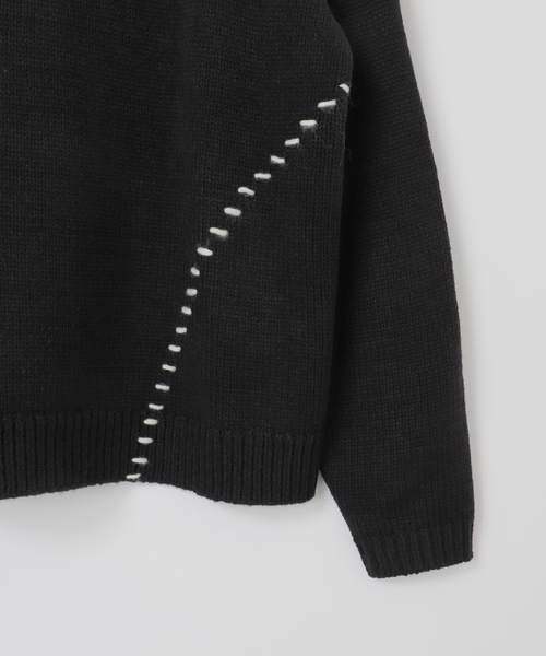 B.C STOCK（ベーセーストック）の「クラフトステッチニット（ニット/セーター・メンズ・アイボリー/チャコールグレー/レッド・MEDIUM/LARGE）」の7枚目の写真