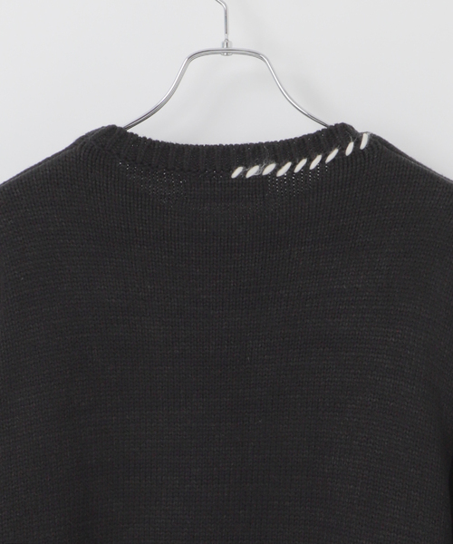 B.C STOCK（ベーセーストック）の「クラフトステッチニット（ニット/セーター・メンズ・アイボリー/チャコールグレー/レッド・MEDIUM/LARGE）」の8枚目の写真