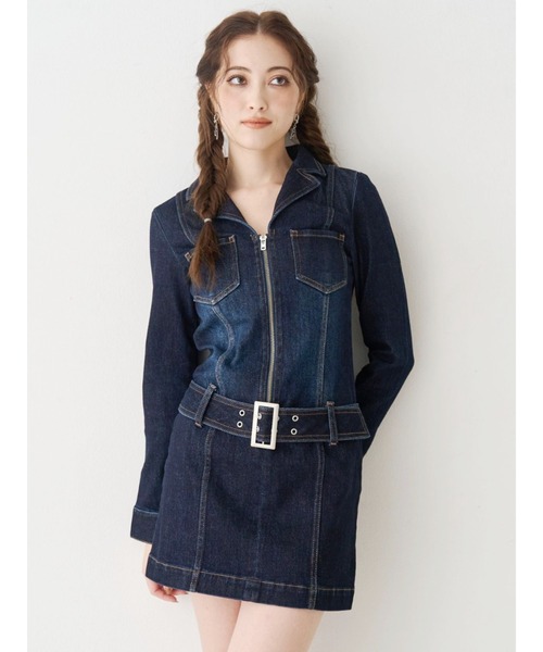 EVRIS(エヴリス)の「ストレッチデニムシャツミニワンピース(ワンピース・レディース・ブルー/インディゴブルー・SMALL/MEDIUM)」の1枚目の写真