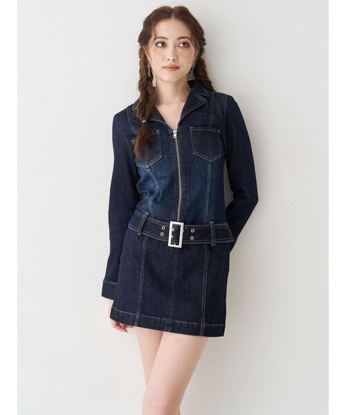 EVRIS(エヴリス)の「ストレッチデニムシャツミニワンピース(ワンピース・レディース・ブルー/インディゴブルー・SMALL/MEDIUM)」の3枚目の写真