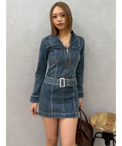 EVRIS(エヴリス)の「ストレッチデニムシャツミニワンピース(ワンピース・レディース・ブルー/インディゴブルー・SMALL/MEDIUM)」の4枚目の写真