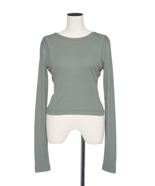 muller of yoshiokubo（ミュラーオブヨシオクボ）の「muller of yoshiokubo ミュラーオブヨシオクボ / BACK TWIST RIB LONG SLEEVE バックツイストリブロングスリーブトップス / MLS26102A（Tシャツ/カットソー・レディース・ブラック/ホワイト・38/36）」の3枚目の写真