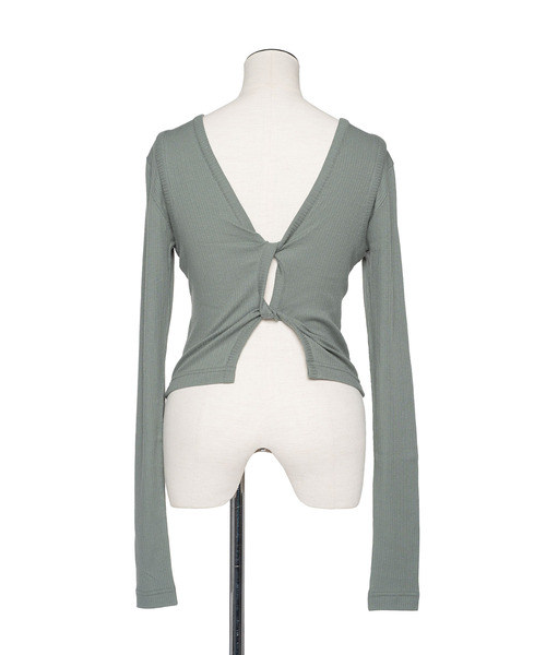 muller of yoshiokubo（ミュラーオブヨシオクボ）の「muller of yoshiokubo ミュラーオブヨシオクボ / BACK TWIST RIB LONG SLEEVE バックツイストリブロングスリーブトップス / MLS26102A（Tシャツ/カットソー・レディース・ブラック/ホワイト・38/36）」の4枚目の写真