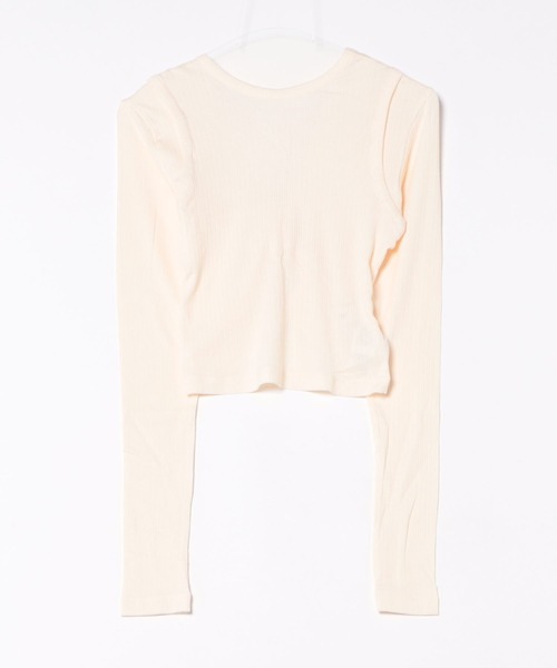 muller of yoshiokubo（ミュラーオブヨシオクボ）の「muller of yoshiokubo ミュラーオブヨシオクボ / BACK TWIST RIB LONG SLEEVE バックツイストリブロングスリーブトップス / MLS26102A（Tシャツ/カットソー・レディース・ブラック/ホワイト・38/36）」の3枚目の写真