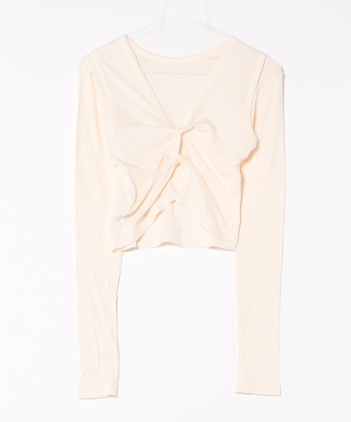 muller of yoshiokubo（ミュラーオブヨシオクボ）の「muller of yoshiokubo ミュラーオブヨシオクボ / BACK TWIST RIB LONG SLEEVE バックツイストリブロングスリーブトップス / MLS26102A（Tシャツ/カットソー・レディース・ブラック/ホワイト・38/36）」の4枚目の写真