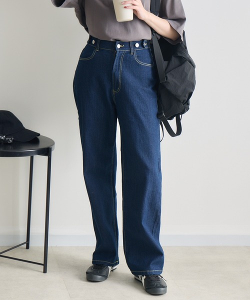 RU.TI.LE(ルチル)の「【RU.TI.LE】ウエストゴムストレッチ付きストレートデニム(デニムパンツ・レディース・グレー/ネイビー/ブラック・LARGE/MEDIUM)」の14枚目の写真
