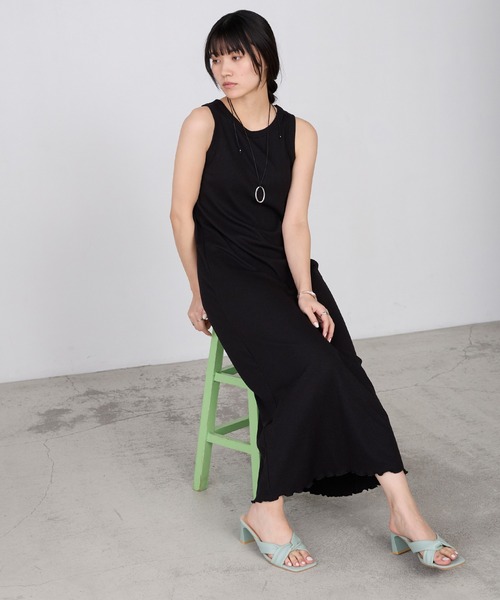 forksy.(フォルクシー)の「【forksy.】カップ付き ラメリブ アメスリワンピース(ワンピース・レディース・杢グレー/ブラック/ブラウン/ブルー・M/L)」の14枚目の写真