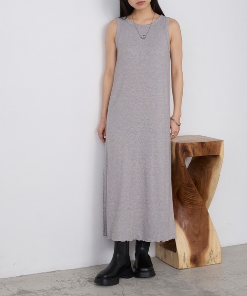 forksy.(フォルクシー)の「【forksy.】カップ付き ラメリブ アメスリワンピース(ワンピース・レディース・杢グレー/ブラック/ブラウン/ブルー・M/L)」の18枚目の写真