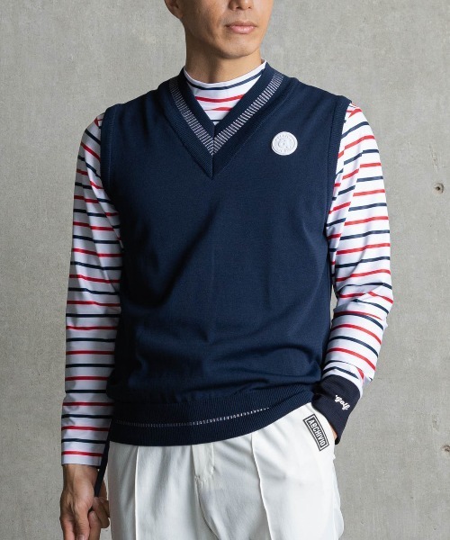 archivio(アルチビオ)の「<MENS>コットン混Vネックラインベスト(ベスト・メンズ・ネイビー/イエロー/ホワイト・L/M)」の3枚目の写真