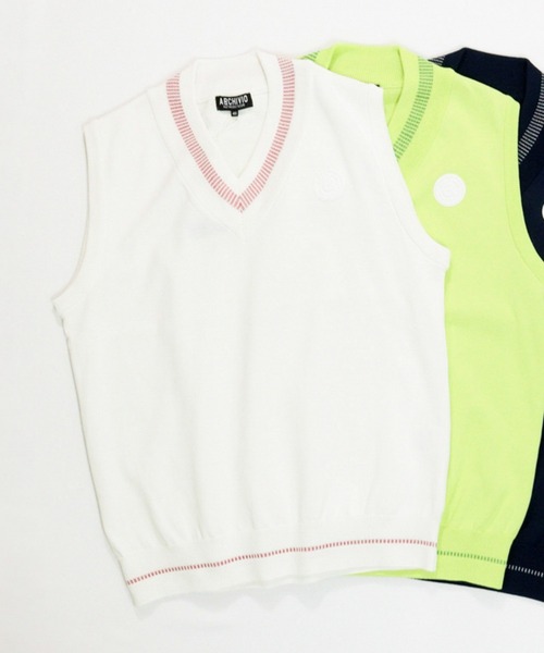archivio(アルチビオ)の「<MENS>コットン混Vネックラインベスト(ベスト・メンズ・ネイビー/イエロー/ホワイト・L/M)」の2枚目の写真