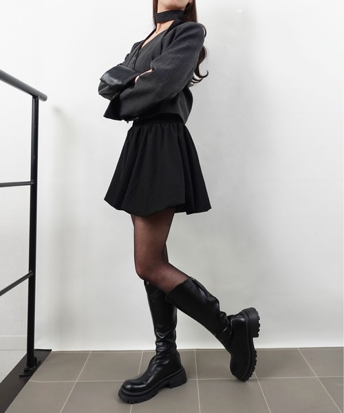 unnu(ユヌ)の「【ペチパン付】バルーンミニスカート(スカート・レディース・ブラック/ホワイト・F)」の9枚目の写真