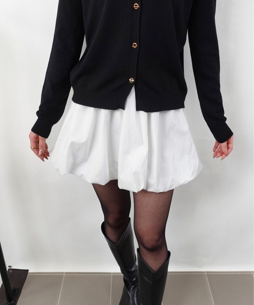 unnu(ユヌ)の「【ペチパン付】バルーンミニスカート(スカート・レディース・ブラック/ホワイト・F)」の6枚目の写真