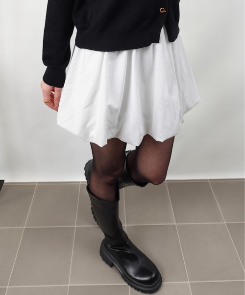 unnu(ユヌ)の「【ペチパン付】バルーンミニスカート(スカート・レディース・ブラック/ホワイト・F)」の3枚目の写真