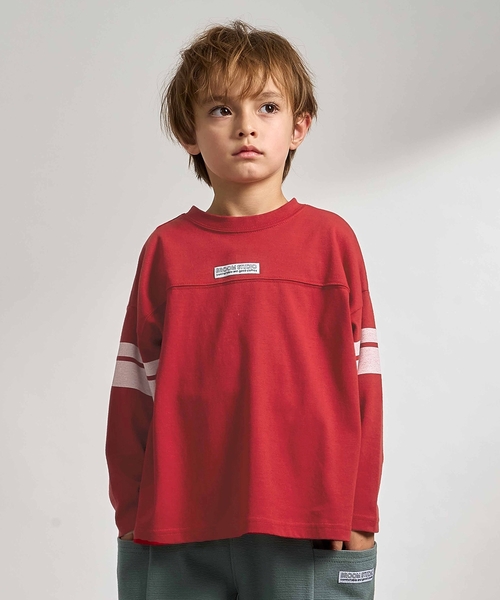 b・ROOM(ビールーム)の「【防汚・速乾・型崩れしない】【どちらが前でもOK】【ムテキT】ナンバリングTシャツ(Tシャツ/カットソー・キッズ・アイボリー/グリーン系その他/レッド系その他/レンガ/ネイビー・110cm/130cm/100cm/150cm/120cm/140cm)」の4枚目の写真