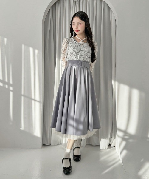 an another angelus（アンアナザーアンジェラス）の「【2サイズ展開】パニエサーキュラースカート/fint フィント（スカート・レディース・ネイビー/ブルーグレー・1/2）」の3枚目の写真