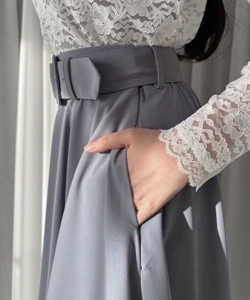 an another angelus（アンアナザーアンジェラス）の「【2サイズ展開】パニエサーキュラースカート/fint フィント（スカート・レディース・ネイビー/ブルーグレー・1/2）」の6枚目の写真