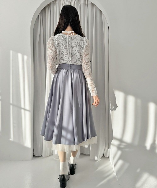 an another angelus（アンアナザーアンジェラス）の「【2サイズ展開】パニエサーキュラースカート/fint フィント（スカート・レディース・ネイビー/ブルーグレー・1/2）」の9枚目の写真