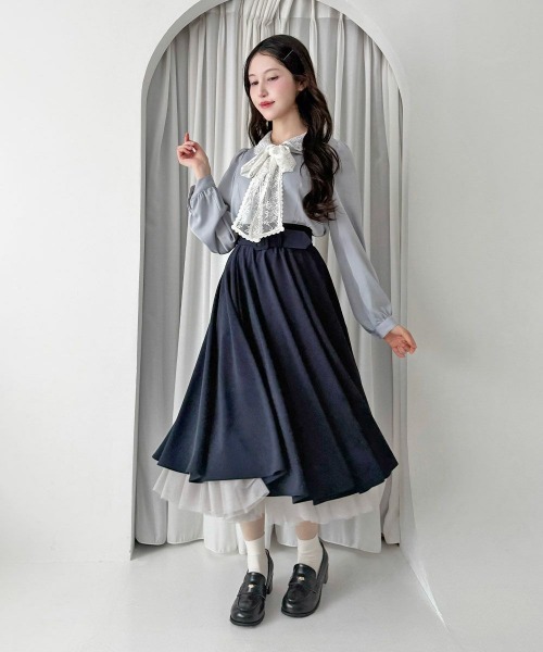 an another angelus（アンアナザーアンジェラス）の「【2サイズ展開】パニエサーキュラースカート/fint フィント（スカート・レディース・ネイビー/ブルーグレー・1/2）」の12枚目の写真