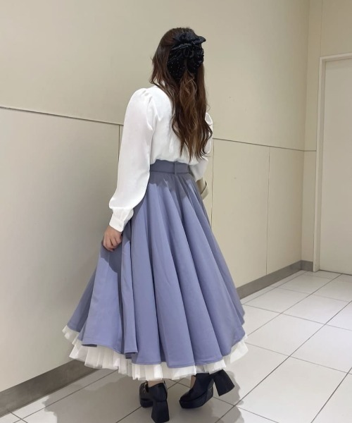 an another angelus(アンアナザーアンジェラス)の「【2サイズ展開】パニエサーキュラースカート/fint フィント(スカート・レディース・ネイビー/ブルーグレー・1/2)」の4枚目の写真