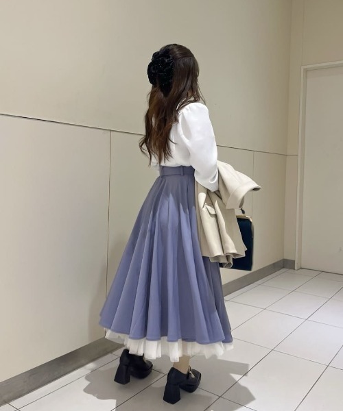 an another angelus(アンアナザーアンジェラス)の「【2サイズ展開】パニエサーキュラースカート/fint フィント(スカート・レディース・ネイビー/ブルーグレー・1/2)」の5枚目の写真