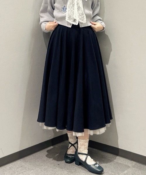 an another angelus(アンアナザーアンジェラス)の「【2サイズ展開】パニエサーキュラースカート/fint フィント(スカート・レディース・ネイビー/ブルーグレー・1/2)」の9枚目の写真