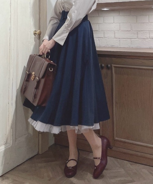 an another angelus(アンアナザーアンジェラス)の「【2サイズ展開】パニエサーキュラースカート/fint フィント(スカート・レディース・ネイビー/ブルーグレー・1/2)」の13枚目の写真