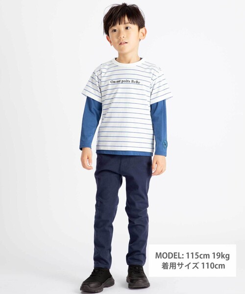 BeBe（ベベ）の「ストレッチツイルロゴ刺しゅうストレートロングパンツ（その他パンツ・キッズ・ブラック/ネイビー・140cm/110cm/130cm/150cm/120cm/100cm）」の6枚目の写真