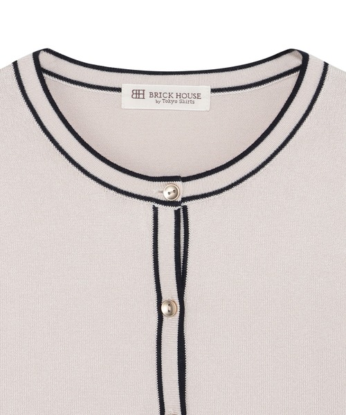 TOKYO SHIRTS（トウキョウシャツ）の「配色 クルーネック カーディガン（カーディガン/ボレロ・レディース・ネイビー/オフホワイト・M/L/LL）」の5枚目の写真