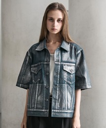 CLEL(�N���C��)�́yCLEL�zFoil Print Trucker Design Denim Shirt / ���v�����g �g���b�J�[�f�U�C���f�j���V���c(�V���c/�u���E�X)