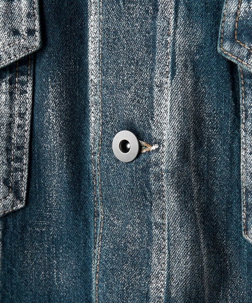 CLEL(クレイル)の「【CLEL】Foil Print Trucker Design Denim Shirt / 箔プリント トラッカーデザインデニムシャツ(シャツ/ブラウス・メンズ・インディゴブルー/ライトブルー/ブラック・L/M/S)」の18枚目の写真