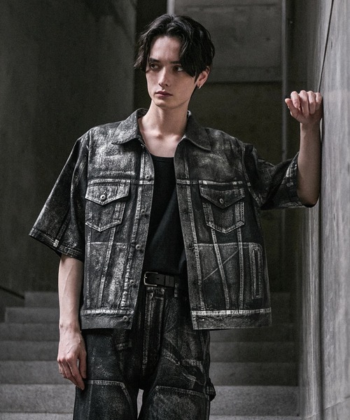 CLEL（クレイル）の「【CLEL】Foil Print Trucker Design Denim Shirt