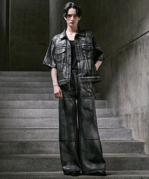 CLEL（クレイル）の「【CLEL】Foil Print Trucker Design Denim Shirt