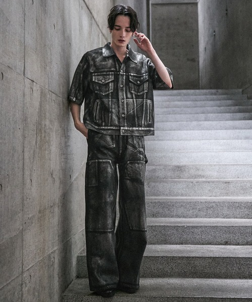 CLEL（クレイル）の「【CLEL】Foil Print Trucker Design Denim Shirt