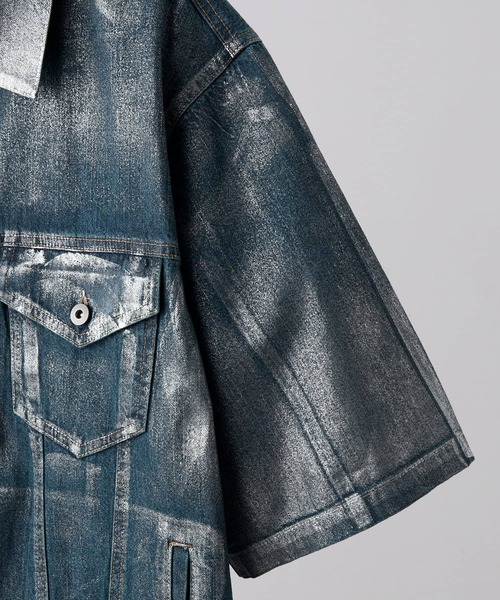 CLEL（クレイル）の「【CLEL】Foil Print Trucker Design Denim Shirt